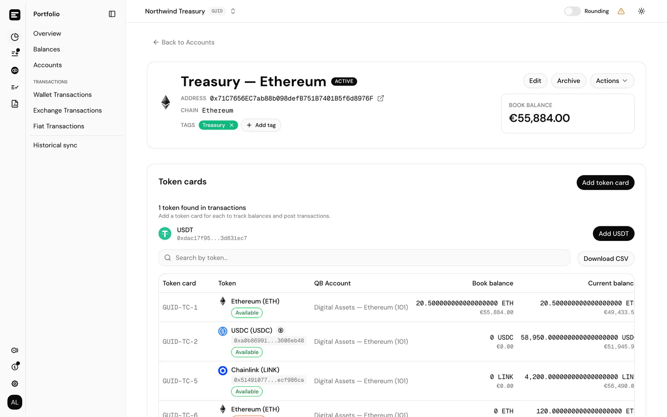 An account's detail page