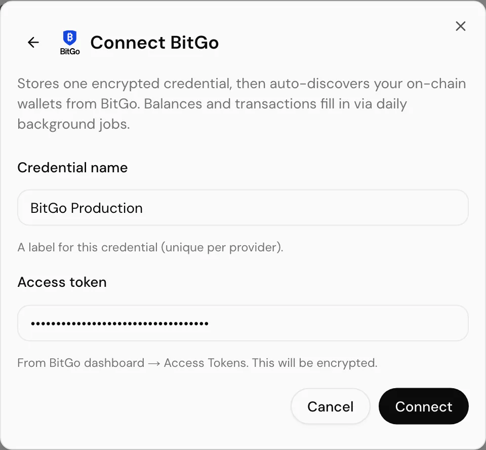 Entering custodian credentials