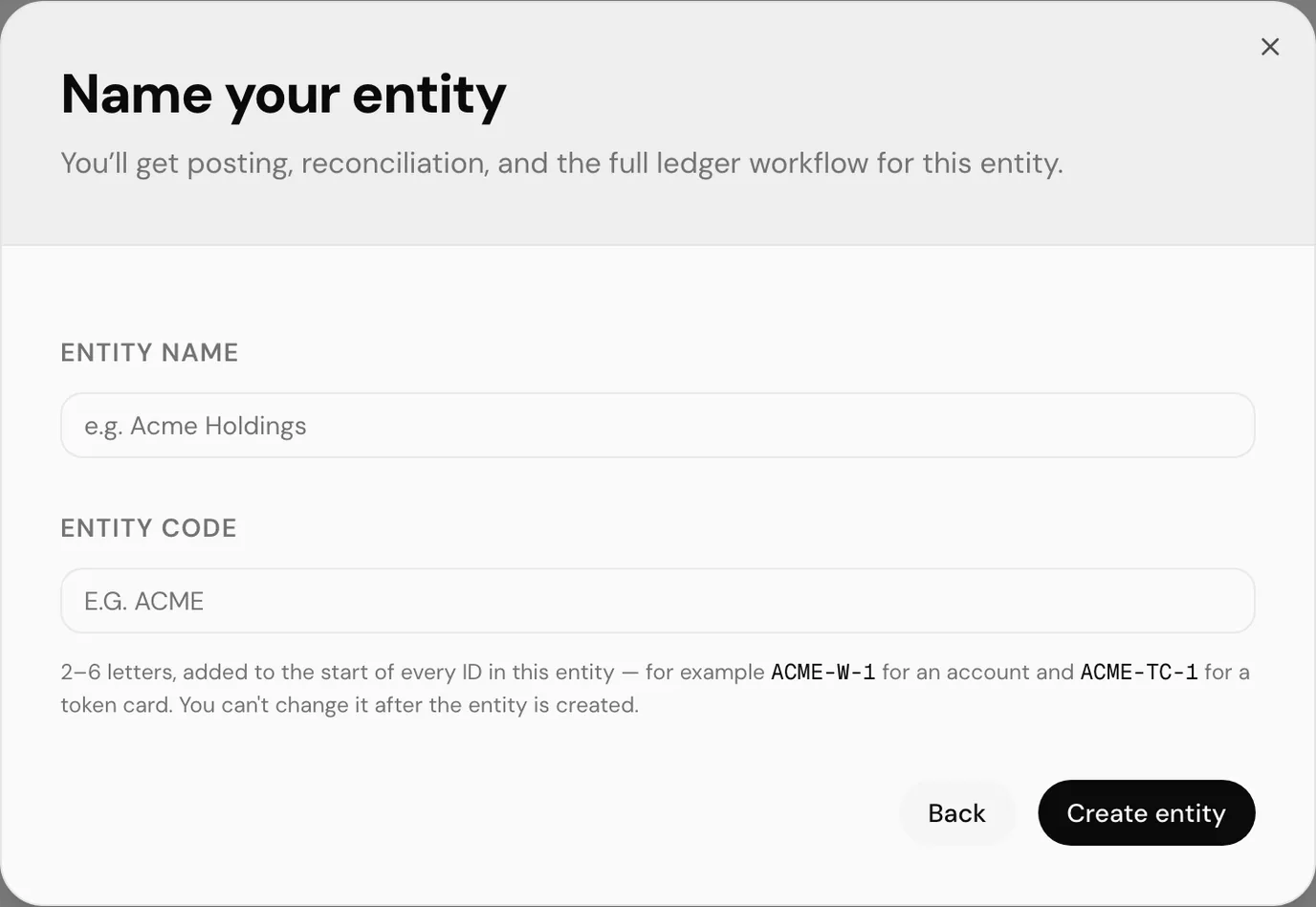 Naming an accounting entity