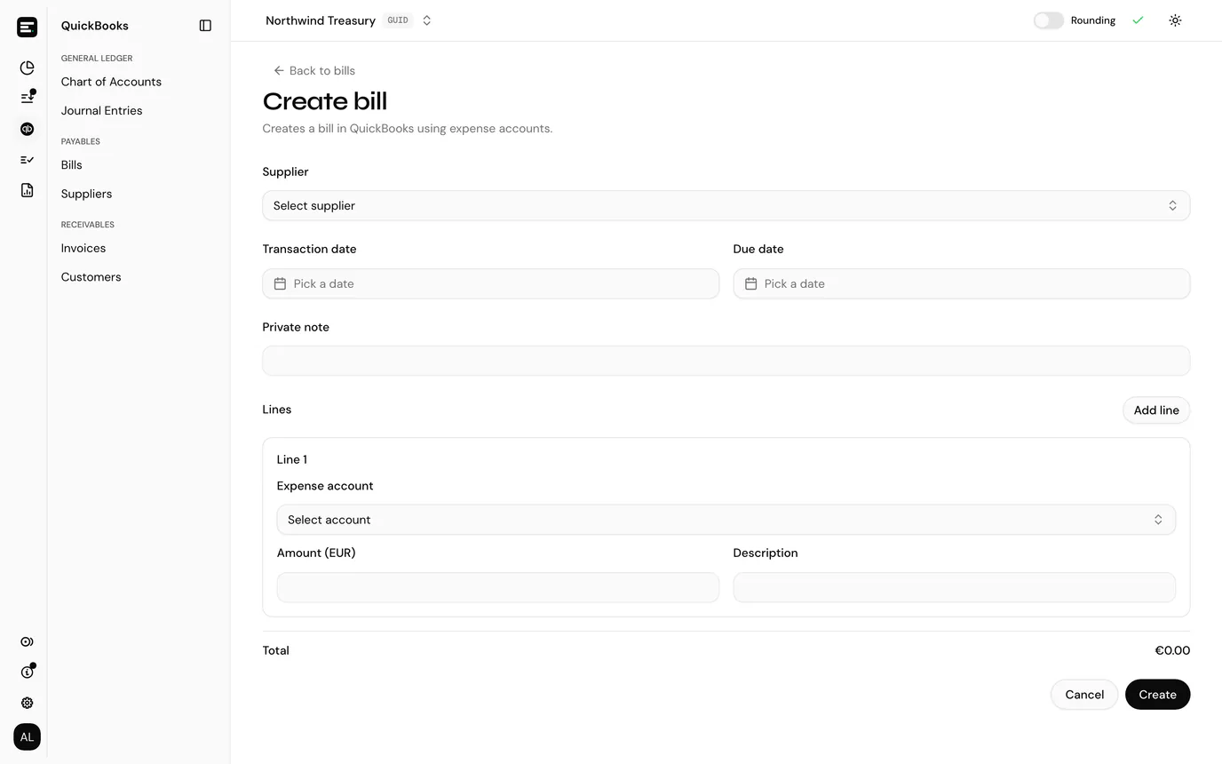 Create bill form