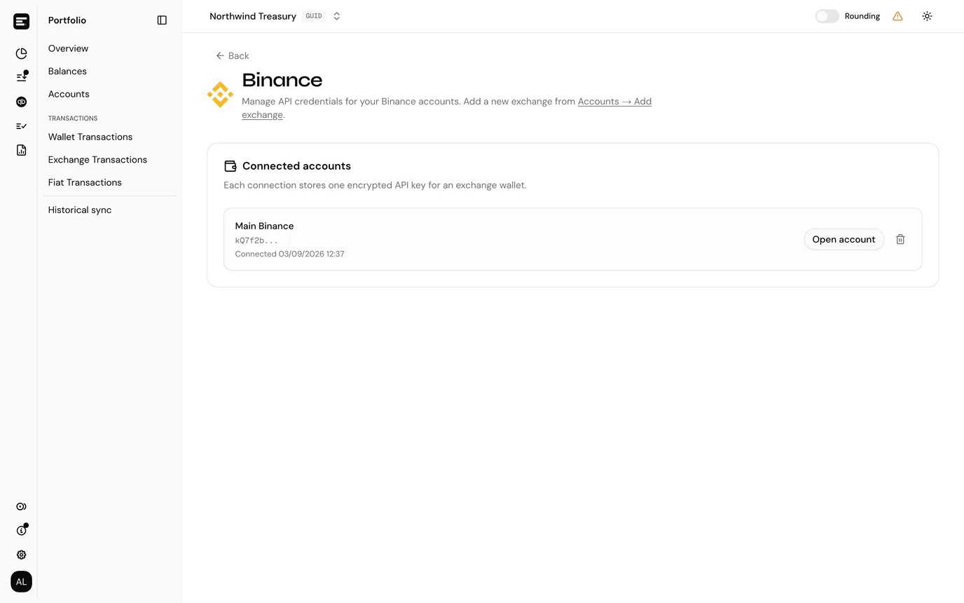 An exchange integration page