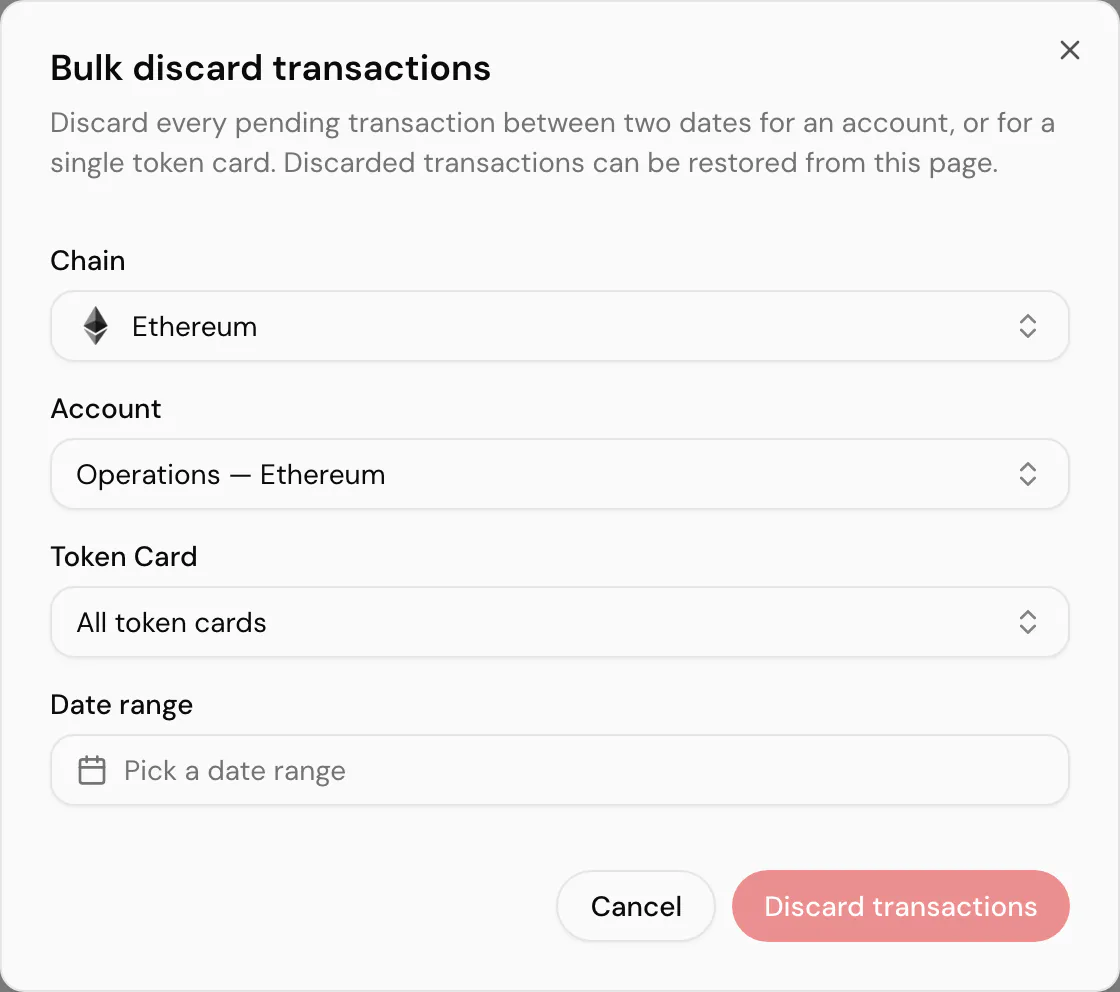 Bulk discarding a date range