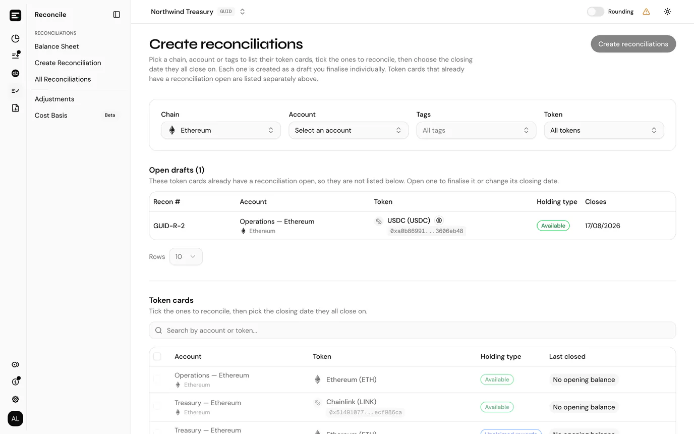 Choosing token cards to reconcile