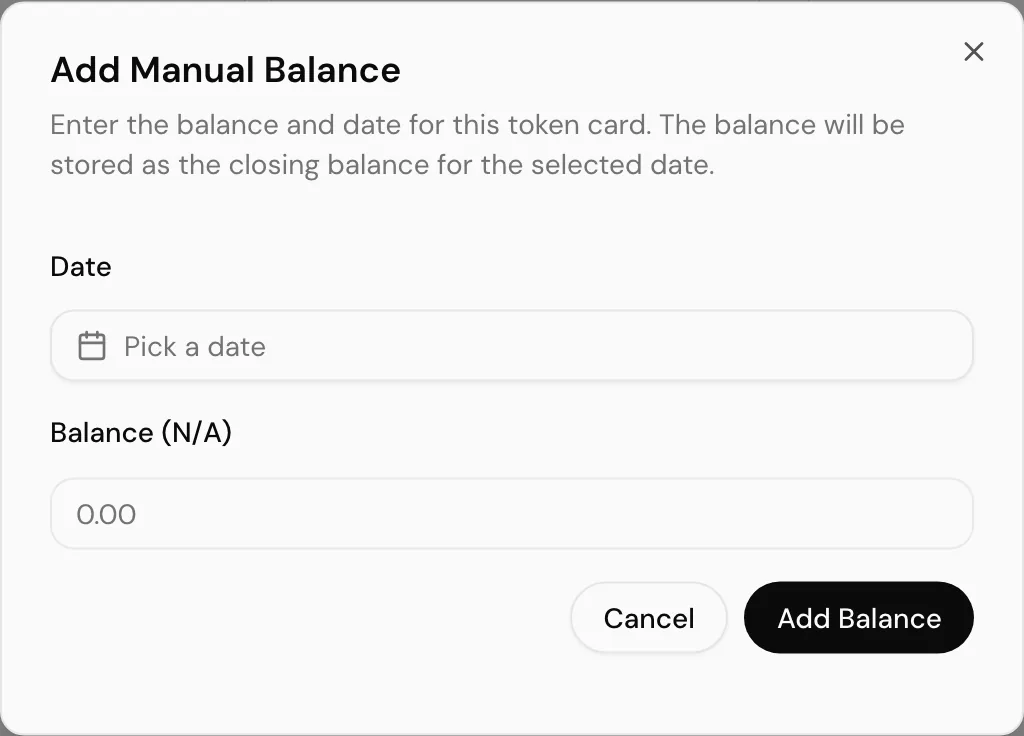 Adding a manual balance