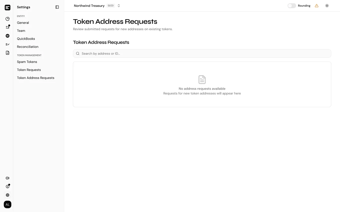 Token address requests
