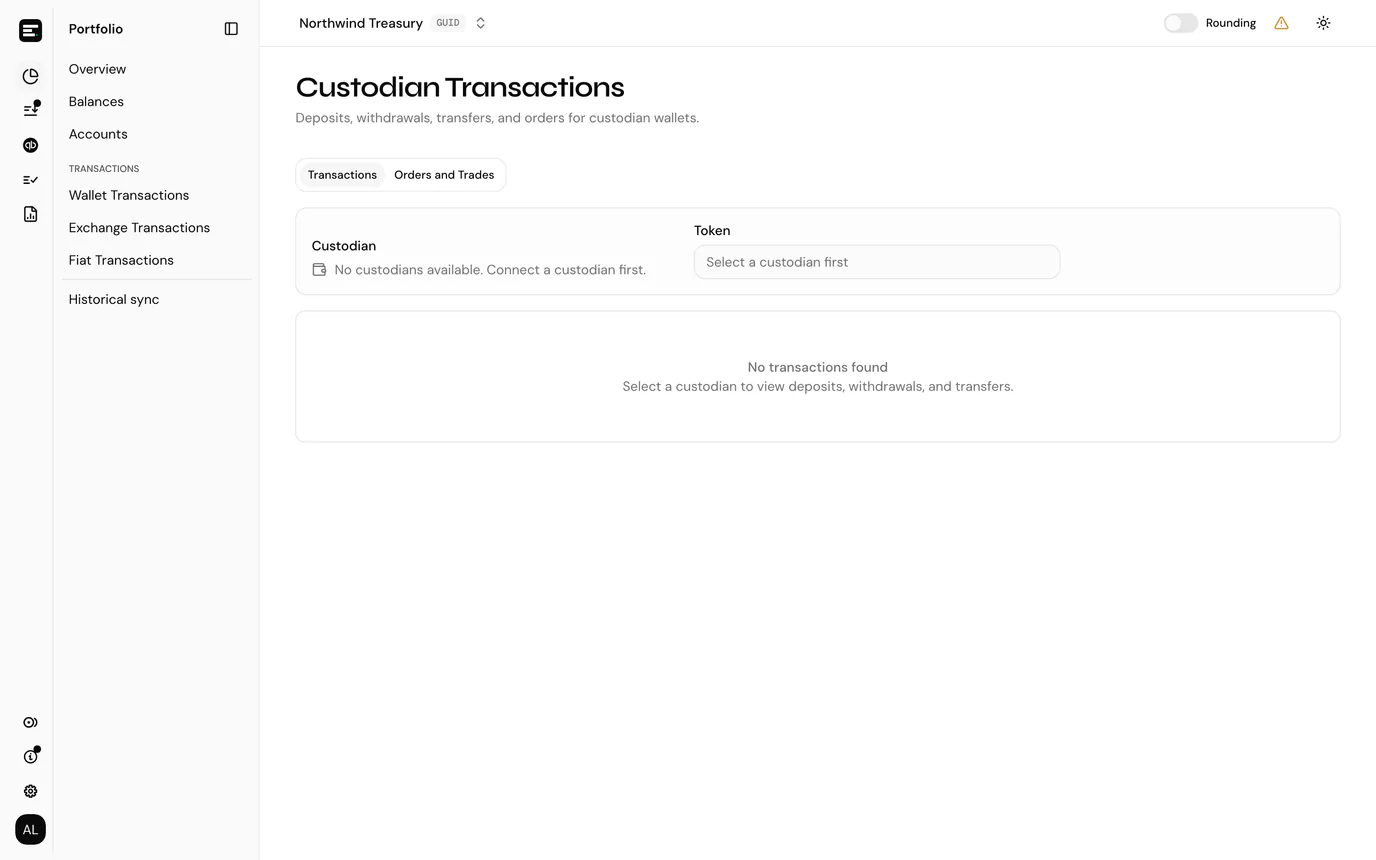 Custodian transactions